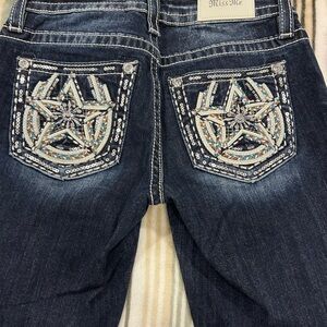 Miss Me Blue Boot Cut Jeans with Embroidered Design
